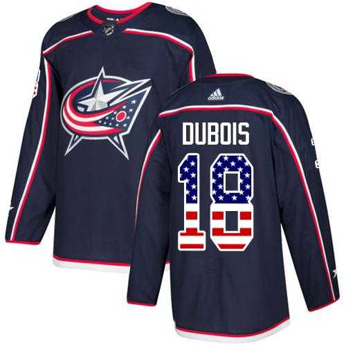 Men's Adidas Columbus Blue Jackets #18 Pierre-Luc Dubois Navy Blue Home Authentic USA Flag Stitched NHL Jersey