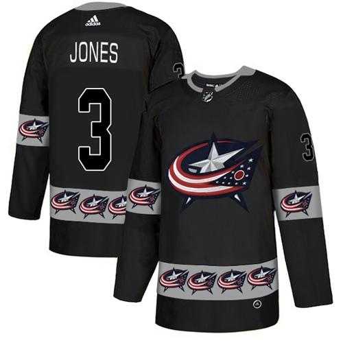 Men's Adidas Columbus Blue Jackets #3 Seth Jones Black Authentic Team Logo Fashion Stitched NHL Jersey
