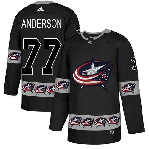 Men's Adidas Columbus Blue Jackets #77 Josh Anderson Black Authentic Team Logo Fashion Stitched NHL Jersey