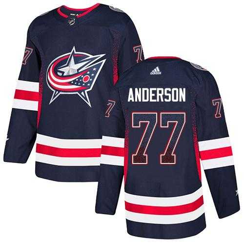 Men's Adidas Columbus Blue Jackets #77 Josh Anderson Navy Blue Home Authentic Drift Fashion Stitched NHL Jersey