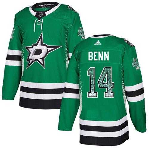 Men's Adidas Dallas Stars #14 Jamie Benn Green Home Authentic Drift Fashion Stitched NHL Jersey