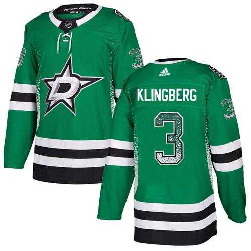 Men's Adidas Dallas Stars #3 John Klingberg Green Home Authentic Drift Fashion Stitched NHL Jersey