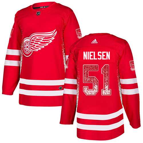 Men's Adidas Detroit Red Wings #51 Frans Nielsen Red Home Authentic Drift Fashion Stitched NHL Jersey