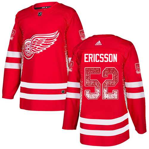 Men's Adidas Detroit Red Wings #52 Jonathan Ericsson Red Home Authentic Drift Fashion Stitched NHL Jersey