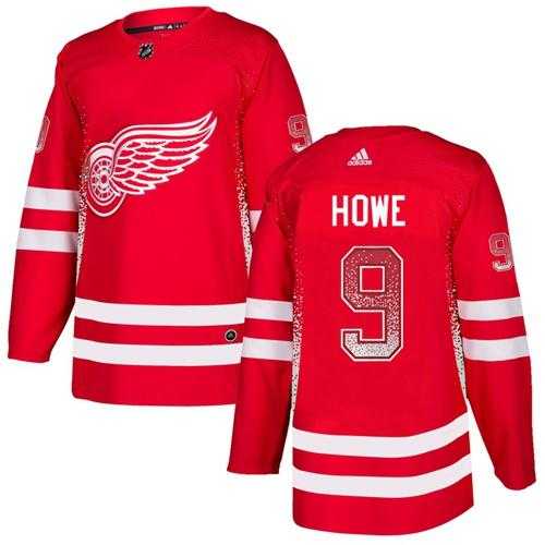 Men's Adidas Detroit Red Wings #9 Gordie Howe Red Home Authentic Drift Fashion Stitched NHL Jersey