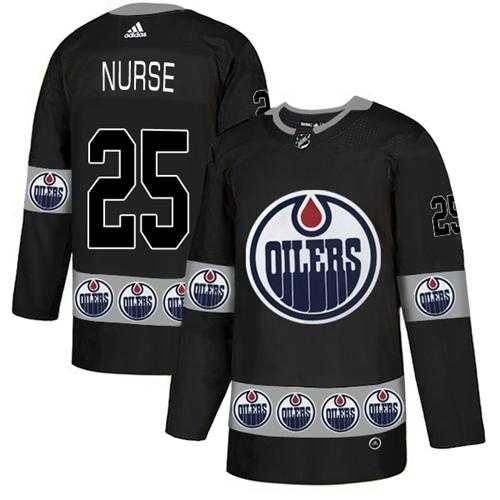 Men's Adidas Edmonton Oilers #25 Darnell Nurse Black Authentic Team Logo Fashion Stitched NHL Jersey