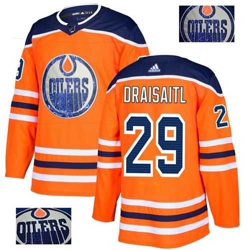 Men's Adidas Edmonton Oilers #29 Leon Draisaitl Orange Home Authentic Fashion Gold Stitched NHL