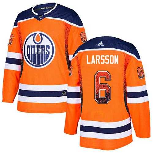 Men's Adidas Edmonton Oilers #6 Adam Larsson Orange Home Authentic Drift Fashion Stitched NHL Jersey
