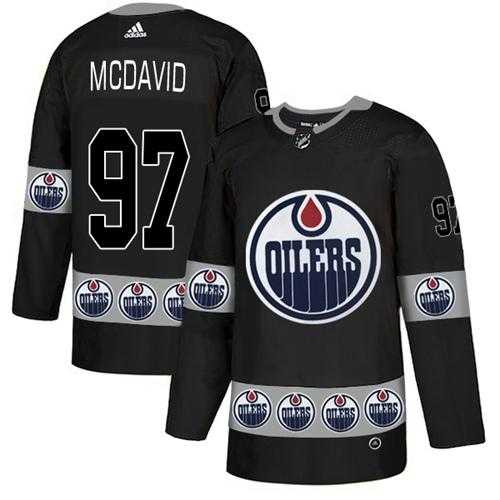Men's Adidas Edmonton Oilers #97 Connor McDavid Black Authentic Team Logo Fashion Stitched NHL Jersey