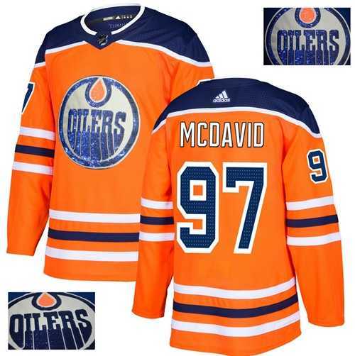 Men's Adidas Edmonton Oilers #97 Connor McDavid Orange Home Authentic Fashion Gold Stitched NHL