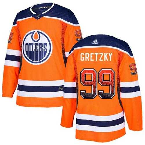 Men's Adidas Edmonton Oilers #99 Wayne Gretzky Orange Home Authentic Drift Fashion Stitched NHL Jersey
