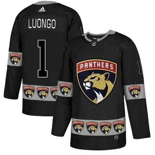 Men's Adidas Florida Panthers #1 Roberto Luongo Black Authentic Team Logo Fashion Stitched NHL Jersey