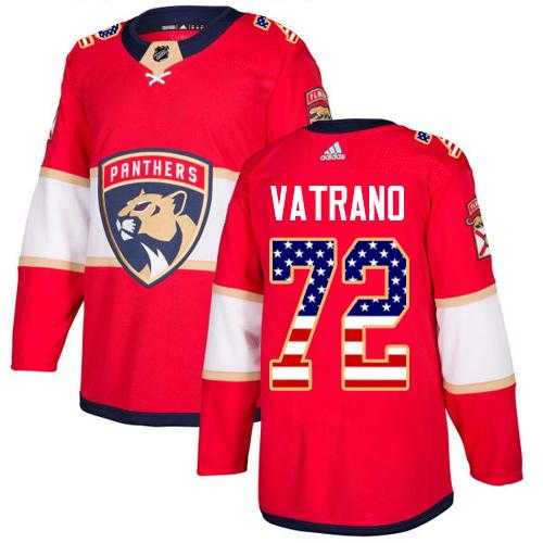 Men's Adidas Florida Panthers #72 Frank Vatrano Red Home Authentic USA Flag Stitched NHL Jersey