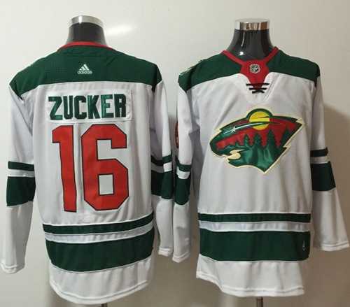 Men's Adidas Minnesota Wild #16 Jason Zucker White Road Authentic Stitched NHL