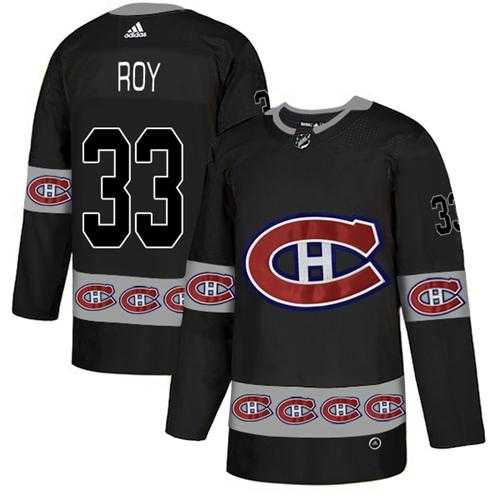 Men's Adidas Montreal Canadiens #33 Patrick Roy Black Authentic Team Logo Fashion Stitched NHL Jersey