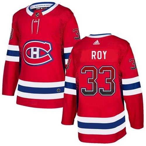 Men's Adidas Montreal Canadiens #33 Patrick Roy Red Home Authentic Drift Fashion Stitched NHL Jersey