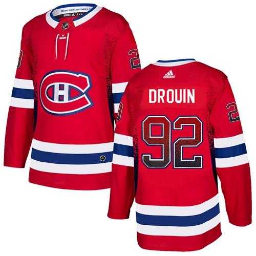 Men's Adidas Montreal Canadiens #92 Jonathan Drouin Red Home Authentic Drift Fashion Stitched NHL Jersey