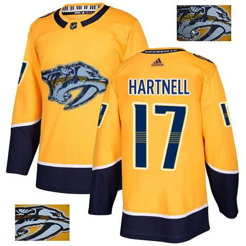 Men's Adidas Nashville Predators #17 Scott Hartnell Yellow Home Authentic Fashion Gold Stitched NHL