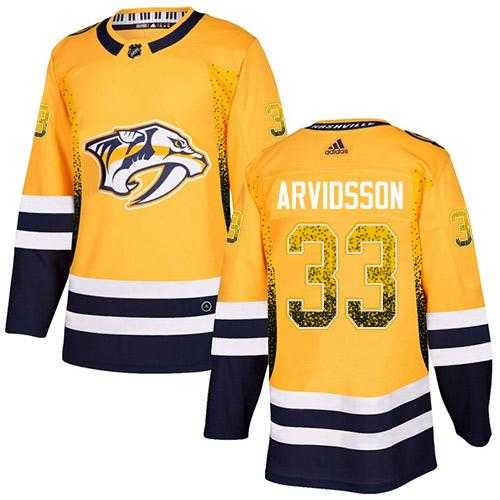 Men's Adidas Nashville Predators #33 Viktor Arvidsson Yellow Home Authentic Drift Fashion Stitched NHL Jersey