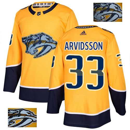 Men's Adidas Nashville Predators #33 Viktor Arvidsson Yellow Home Authentic Fashion Gold Stitched NHL