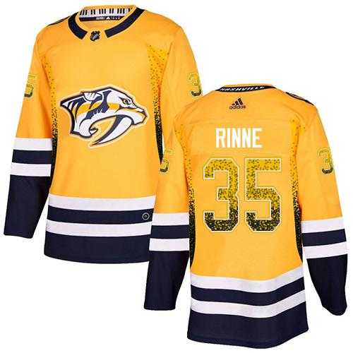 Men's Adidas Nashville Predators #35 Pekka Rinne Yellow Home Authentic Drift Fashion Stitched NHL Jersey