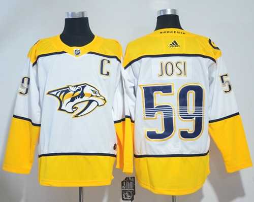 Men's Adidas Nashville Predators #59 Roman Josi White Road Authentic Stitched NHL Jersey