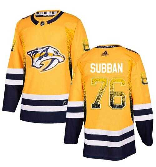 Men's Adidas Nashville Predators #76 P.K Subban Yellow Home Authentic Drift Fashion Stitched NHL Jersey