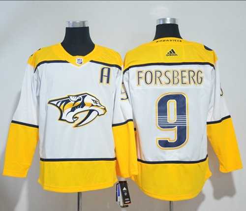 Men's Adidas Nashville Predators #9 Filip Forsberg White Road Authentic Stitched NHL Jersey