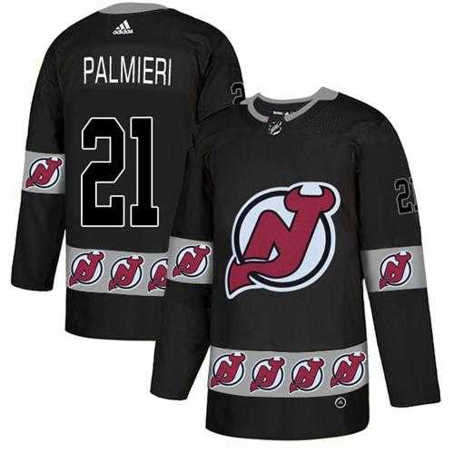 Men's Adidas New Jersey Devils #21 Kyle Palmieri Black Authentic Team Logo Fashion Stitched NHL Jersey