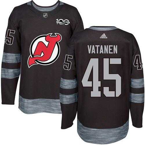 Men's Adidas New Jersey Devils #45 Sami Vatanen Black 1917-2017 100th Anniversary Stitched NHL Jersey