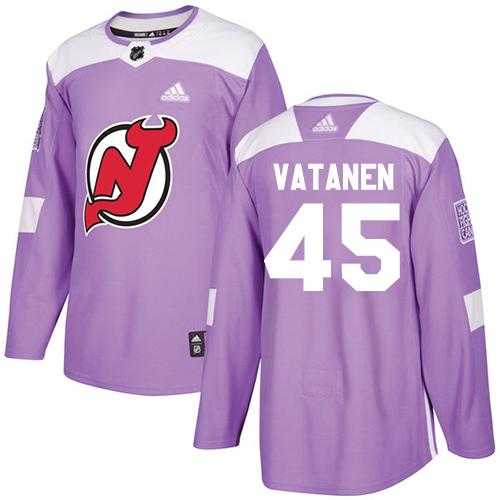 Men's Adidas New Jersey Devils #45 Sami Vatanen Purple Authentic Fights Cancer Stitched NHL Jersey