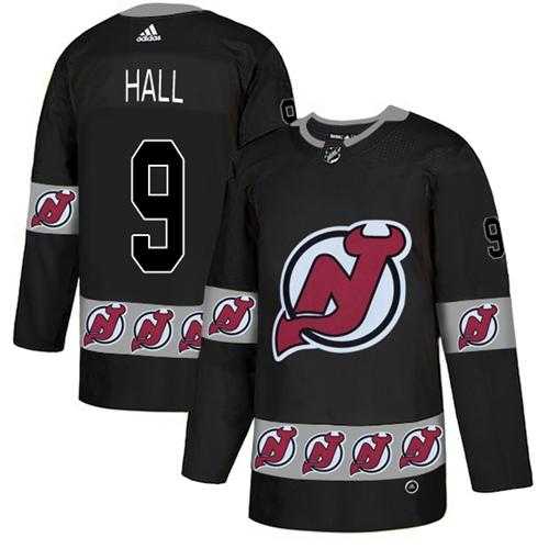 Men's Adidas New Jersey Devils #9 Taylor Hall Black Authentic Team Logo Fashion Stitched NHL Jersey