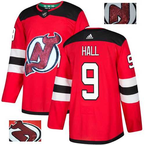 Men's Adidas New Jersey Devils #9 Taylor Hall Red Home Authentic Fashion Gold Stitched NHL
