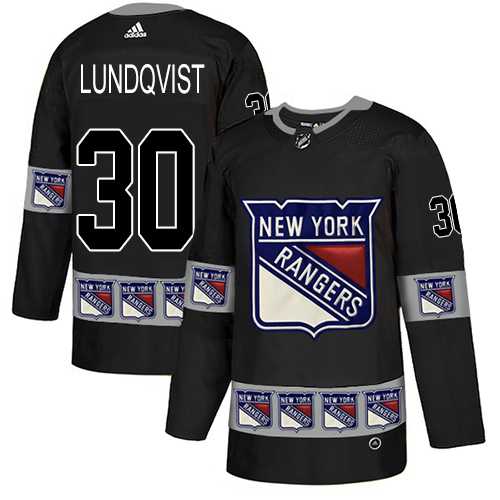 Men's Adidas New York Rangers #30 Henrik Lundqvist Black Authentic Team Logo Fashion Stitched NHL Jersey