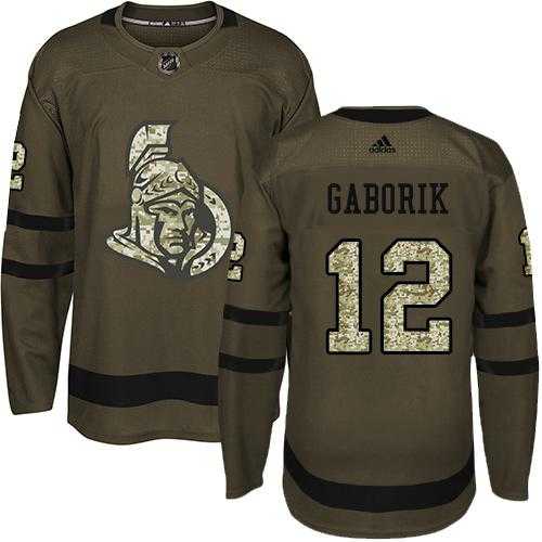 Men's Adidas Ottawa Senators #12 Marian Gaborik Green Salute to Service Stitched NHL Jersey
