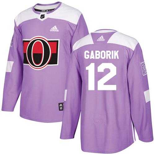 Men's Adidas Ottawa Senators #12 Marian Gaborik Purple Authentic Fights Cancer Stitched NHL Jersey