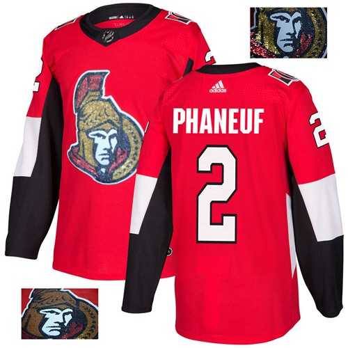 Men's Adidas Ottawa Senators #2 Dion Phaneuf Red Home Authentic Fashion Gold Stitched NHL