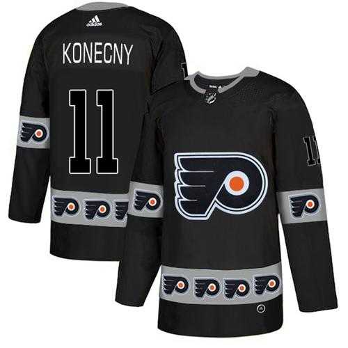 Men's Adidas Philadelphia Flyers #11 Travis Konecny Black Authentic Team Logo Fashion Stitched NHL Jersey