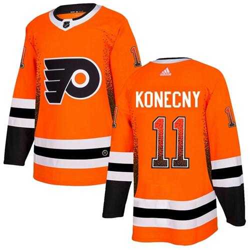 Men's Adidas Philadelphia Flyers #11 Travis Konecny Orange Home Authentic Drift Fashion Stitched NHL Jersey