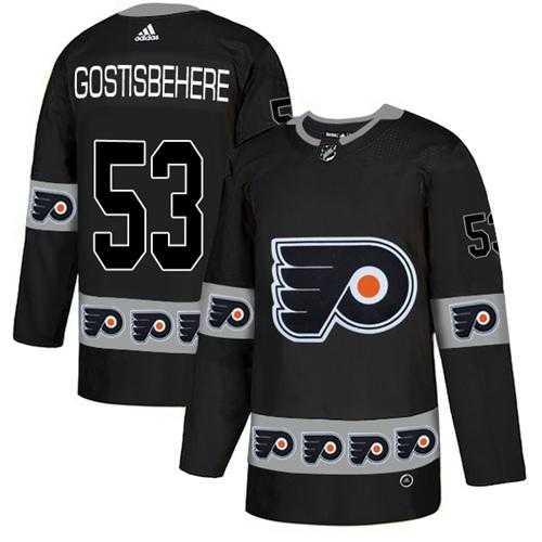 Men's Adidas Philadelphia Flyers #53 Shayne Gostisbehere Black Authentic Team Logo Fashion Stitched NHL Jersey