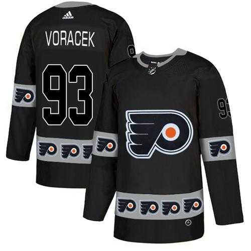Men's Adidas Philadelphia Flyers #93 Jakub Voracek Black Authentic Team Logo Fashion Stitched NHL Jersey