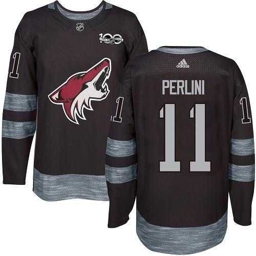 Men's Adidas Phoenix Coyotes #11 Brendan Perlini Black 1917-2017 100th Anniversary Stitched NHL Jersey