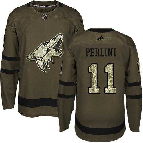 Men's Adidas Phoenix Coyotes #11 Brendan Perlini Green Salute to Service Stitched NHL Jersey