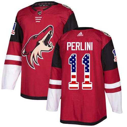 Men's Adidas Phoenix Coyotes #11 Brendan Perlini Maroon Home Authentic USA Flag Stitched NHL Jersey