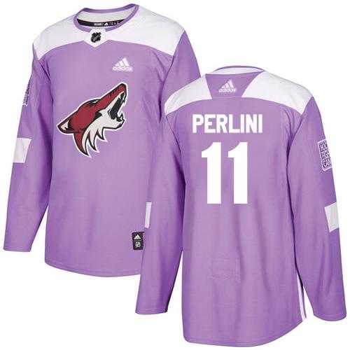 Men's Adidas Phoenix Coyotes #11 Brendan Perlini Purple Authentic Fights Cancer Stitched NHL Jersey