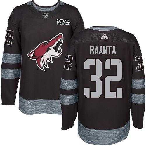 Men's Adidas Phoenix Coyotes #32 Antti Raanta Black 1917-2017 100th Anniversary Stitched NHL Jersey