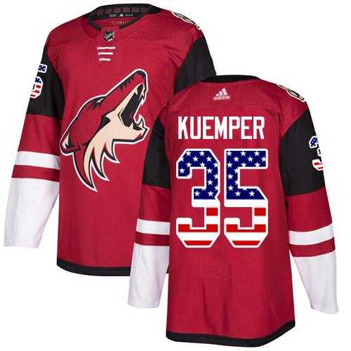 Men's Adidas Phoenix Coyotes #35 Darcy Kuemper Maroon Home Authentic USA Flag Stitched NHL Jersey