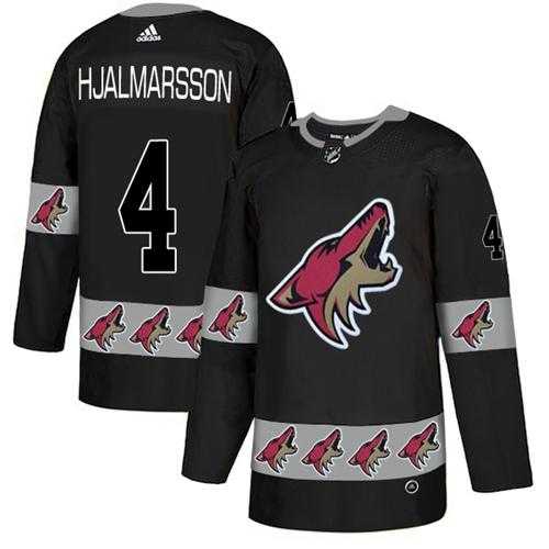 Men's Adidas Phoenix Coyotes #4 Niklas Hjalmarsson Black Authentic Team Logo Fashion Stitched NHL Jersey