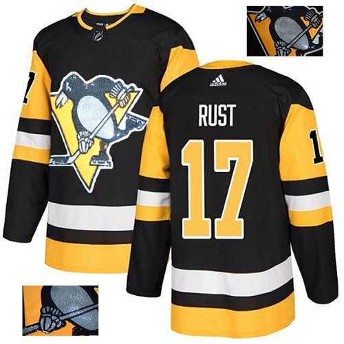 Men's Adidas Pittsburgh Penguins #17 Bryan Rust Black Home Authentic Fashion Gold Stitched NHL