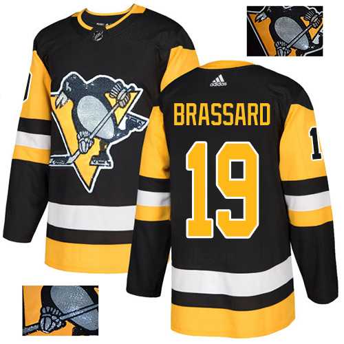 Men's Adidas Pittsburgh Penguins #19 Derick Brassard Black Home Authentic Fashion Gold Stitched NHL Jersey